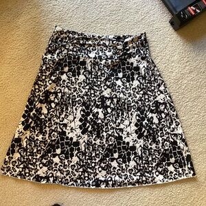 Black and White Women's Knee-Length Skirt